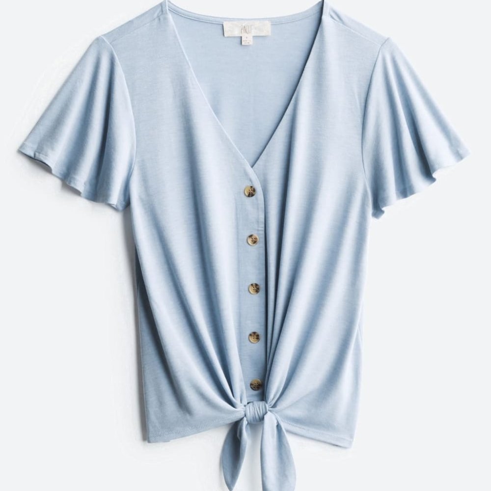 Stitch Fix Button Down Tie Front Knit Top, Size L